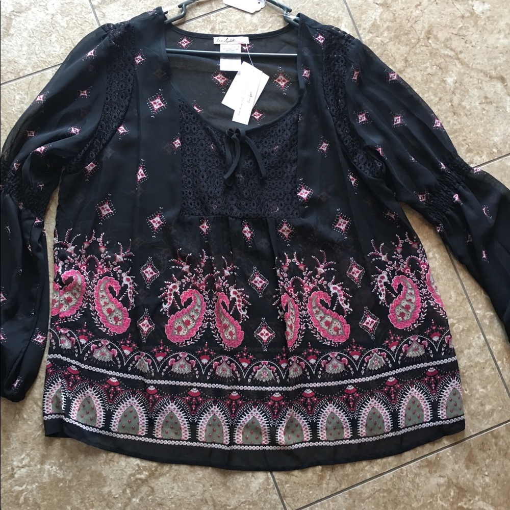 Black Pheasant Sheer Lace top